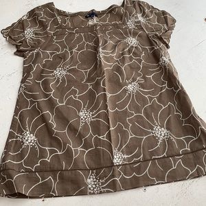 [ GAP Brown & Cream Floral Print Cotton Shirt ] xs